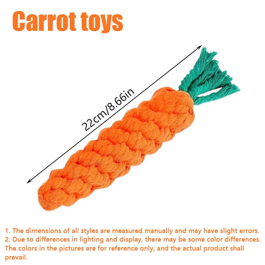 1Pcs Carrot Dog Bite Rope Pet Dog Toys Safe Durable Braided Bite Dog Chew Toys Resistant Puppy Molar Cleaning Teeth Cotton Rope